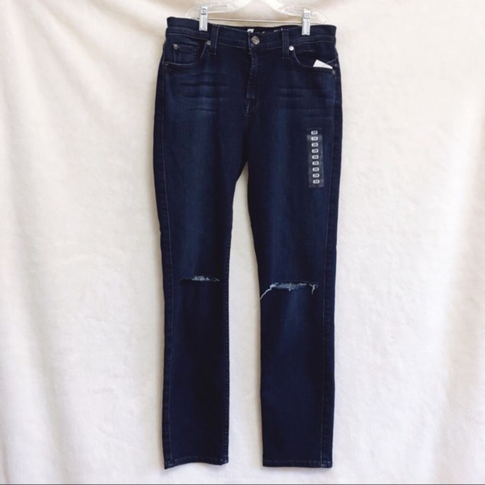 7 For All Mankind Dark Navy Roxanne Crop Skinny Jeans